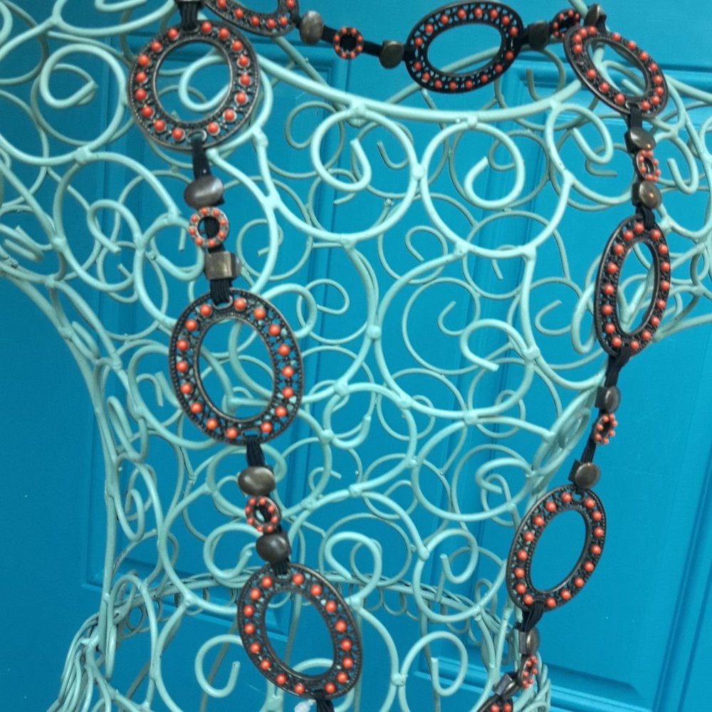 Metal Chain Link Belt Vintage Art Deco Round Circle Cosplay Gypsy Retro 90s - Picture 4 of 15